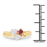 Two Tone Plated 0.18 Carat Genuine Ruby .925 Sterling Silver Ring