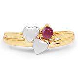 Two Tone Plated 0.18 Carat Genuine Ruby .925 Sterling Silver Ring