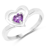 0.35 Carat Genuine Amethyst .925 Sterling Silver Ring