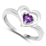 0.35 Carat Genuine Amethyst .925 Sterling Silver Ring