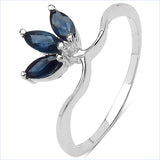 0.60 Carat Genuine Blue Sapphire .925 Sterling Silver Ring
