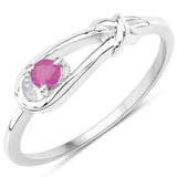 0.10 Carat Genuine Ruby .925 Sterling Silver Ring