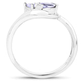 0.34 Carat Genuine Tanzanite .925 Sterling Silver Ring