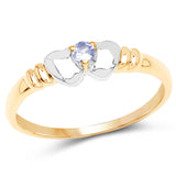 14K Yellow Gold Plated 0.07 Carat Genuine Tanzanite .925 Sterling Silver Ring
