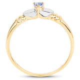14K Yellow Gold Plated 0.07 Carat Genuine Tanzanite .925 Sterling Silver Ring