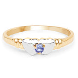 14K Yellow Gold Plated 0.07 Carat Genuine Tanzanite .925 Sterling Silver Ring