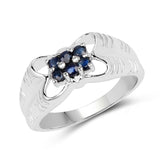 0.36 carat Genuine Blue Sapphire .925 Sterling Silver Ring for women
