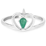 0.23 Carat Genuine Emerald and White Diamond .925 Sterling Silver Ring