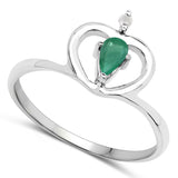 0.23 Carat Genuine Emerald and White Diamond .925 Sterling Silver Ring
