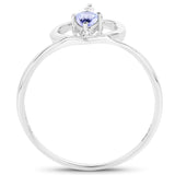 0.23 ct. Genuine Tanzanite and White Diamond .925 Sterling Silver Ring