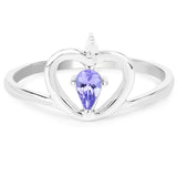0.23 ct. Genuine Tanzanite and White Diamond .925 Sterling Silver Ring