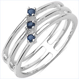 0.11 Carat Genuine Blue Sapphire .925 Sterling Silver Ring