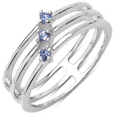 0.09 Carat Genuine Tanzanite .925 Sterling Silver Ring