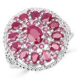 4.12 Carat Genuine Glass Filled Ruby & Ruby .925 Sterling Silver Ring
