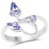 0.68 ct. Genuine Tanzanite .925 Sterling Silver Ring