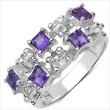 0.75 Carat Genuine Amethyst .925 Sterling Silver Ring