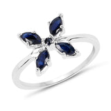 0.63 ct. Genuine Blue Sapphire .925 Sterling Silver Ring