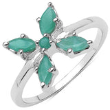 0.58 Carat Genuine Emerald .925 Sterling Silver Ring