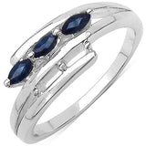 0.36 Carat Genuine Blue Sapphire .925 Sterling Silver Ring