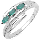 0.21 Carat Genuine Emerald .925 Sterling Silver Ring