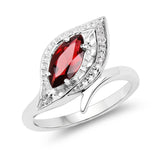 1.32 Carat Genuine Garnet & White Topaz .925 Sterling Silver Ring