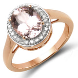 1.98 Carat Genuine Morganite & White Diamond 10K Rose Gold Ring