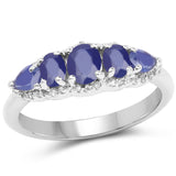 1.43 Carat Glass Filled Sapphire and White Topaz .925 Sterling Silver Ring