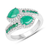 1.83 ct. Genuine Emerald and White Topaz .925 Sterling Silver Ring