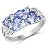 1.64 ct. Genuine Tanzanite & White Topaz .925 Sterling Silver Ring