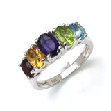 2.47 Carat Genuine Multi Stones .925 Sterling Silver Ring