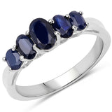 1.32 Carat Genuine Blue Sapphire .925 Sterling Silver Ring Ring