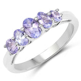 1.28 Carat Genuine Tanzanite .925 Sterling Silver Ring