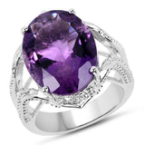 8.20 ct. Genuine Amethyst .925 Sterling Silver Ring for women