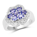 1.19 ct. Genuine Tanzanite .925 Sterling Silver Ring for women