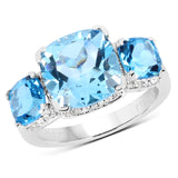 6.80 Carat Genuine Blue Topaz .925 Sterling Silver Ring