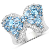 3.81 Carat Genuine Swiss Blue Topaz .925 Sterling Silver Ring