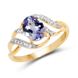 1.27 Carat Genuine Tanzanite & White Topaz 14K Yellow Gold Ring
