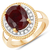4.46 Carat Dyed Ruby and White Diamond .925 Sterling Silver Ring