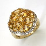 5.82 Carat Genuine Citrine and White Topaz .925 Sterling Silver Ring