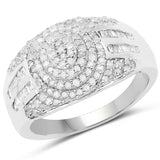 1.15 Carat Genuine White Diamond .925 Sterling Silver Ring