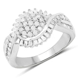 0.61 Carat Genuine White Diamond .925 Sterling Silver Ring