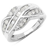 0.66 Carat Genuine White Diamond .925 Sterling Silver Ring
