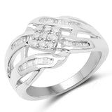 0.62 ct. Genuine White Diamond .925 Sterling Silver Ring