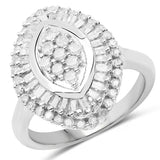 0.85 Carat Genuine White Diamond .925 Sterling Silver Ring