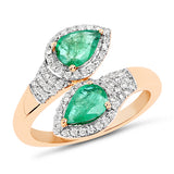 2.02 Carat Genuine Zambian Emerald and White Diamond 14K Yellow Gold Ring