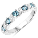 0.74 ct. Genuine London Blue Topaz and White Topaz .925 Sterling Silver Ring