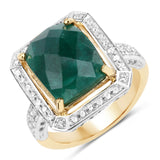 5.18 Carat Dyed Emerald and White Topaz .925 Sterling Silver Ring