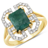 2.55 Carat Dyed Emerald and White Topaz .925 Sterling Silver Ring