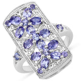 2.53 Carat Genuine Tanzanite .925 Sterling Silver Ring
