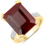 11.66 Carat Dyed Ruby and White Topaz .925 Sterling Silver Ring